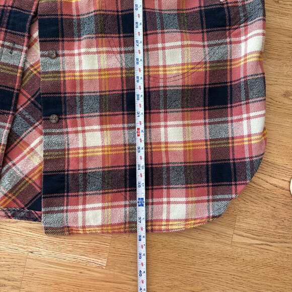 Duluth Trading Flannel Folklore Duster in Pink / Navy / Yellow Sz XL - Picture 10 of 14